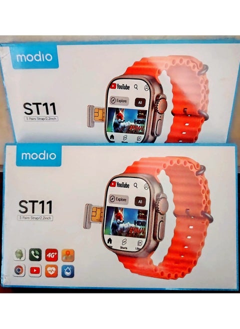 ساعة سمارت موديو 4G  st11 تدعم شريحة اللون اورانج تدعم ذاكرة 64 جيجا+4 رام الاتصال تدعم كل من بطاقة SIM وWiFi،  تنزيل تطبيقات وجوجل بلاي