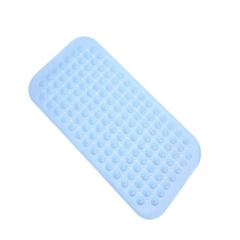 RGkJAS PVC Anti Slip Machine Washable Extra Large Bath Tub and Shower Mat with Drain Holes and Suction Cups Soft Scrubber on Feet Sky Blue 70x38 cm - Image 1