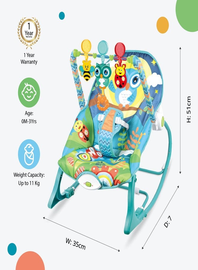 Safe-O-Kid® Sweet Swing Baby Rocker Cum Bouncer with 1 Year Warranty Multi-Position Reclining Rocker with Calming Music, Vibrations, Safety Harness and Musical Toy- Blue - Image 4