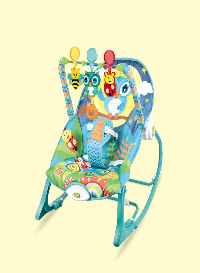 Safe-O-Kid® Sweet Swing Baby Rocker Cum Bouncer with 1 Year Warranty Multi-Position Reclining Rocker with Calming Music, Vibrations, Safety Harness and Musical Toy- Blue - Image 1