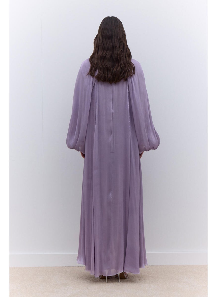 Manuka - Wide Sleeve Detail Dress Lilac - Image 1