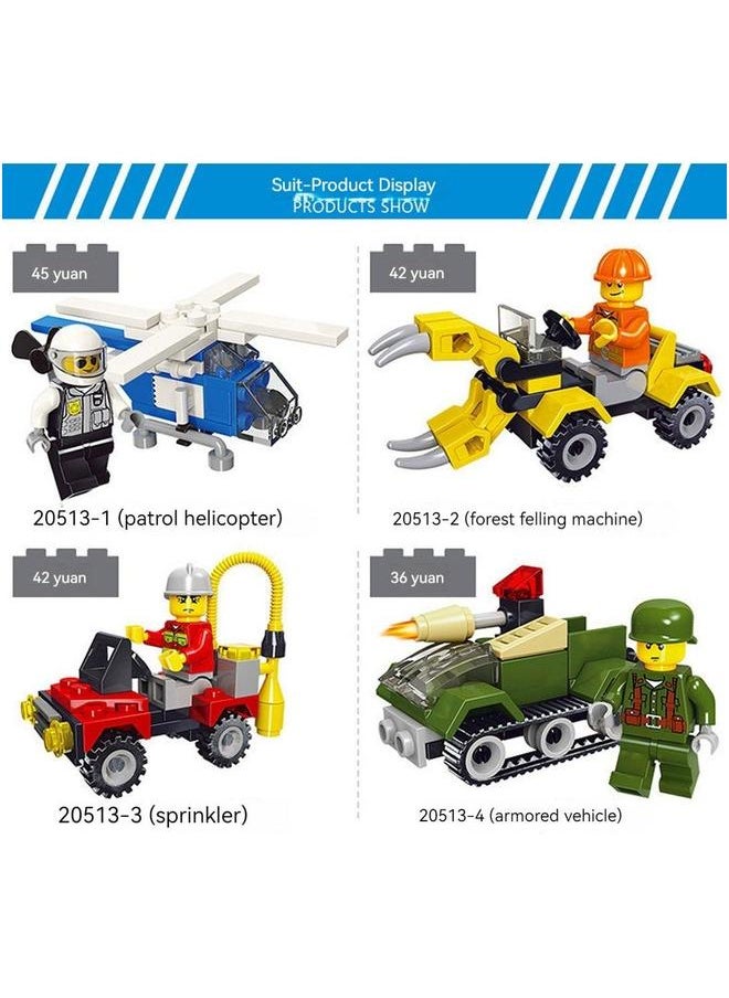 6 Kinds Of Character Series Tank Soldier Firefighter Construction Worker Small Particle Assembly Building Blocks Pilot Forklift Modeling Children's Educational Toys  - Image 5