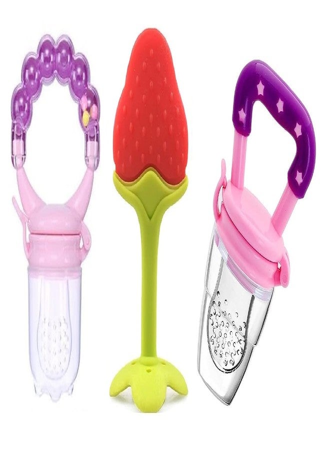 FIRAGE Baby Food Feeder Set for 6-12 Months - Fruit Pacifier, Food Nibbler & Teething Toy - BPA-Free, Safe Self-Feeding Training Feeder for Fruits & Purees (3) - Image 1