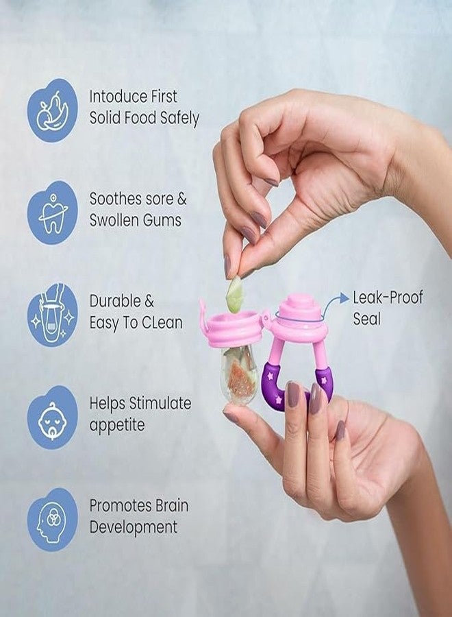 FIRAGE Baby Food Feeder Set for 6-12 Months - Fruit Pacifier, Food Nibbler & Teething Toy - BPA-Free, Safe Self-Feeding Training Feeder for Fruits & Purees (3) - Image 5