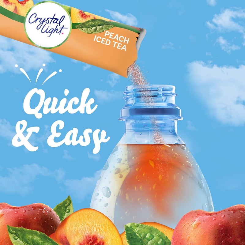 Crystal Light On the Go Peach Iced Tea Powdered Drink Mix - 120 Packets (12 Boxes of 10 Count) - Image 5