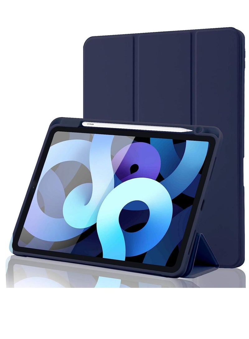 iPad Air 4 Case 2020, iPad Air 4th Generation Case with Pencil Holder [Full Body Protection + Apple 2nd Pencil Charging and Auto Wake/Sleep] Smart Stand Cover Case - Image 1