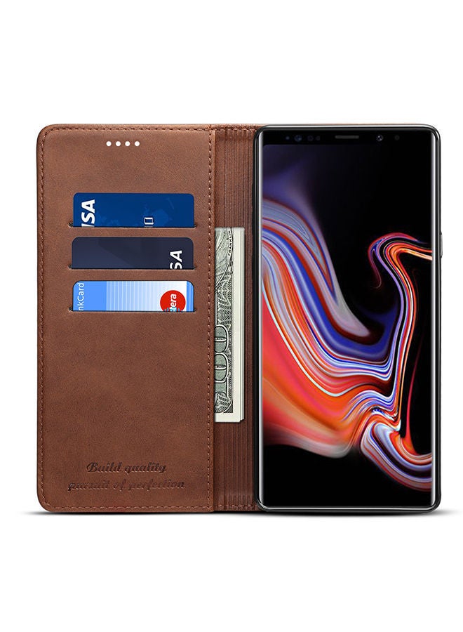 نيبمينينت غطاء حماية واقِ بنمط محفظة لموبايل سامسونج جالاكسي نوت 9 بني - Image 3