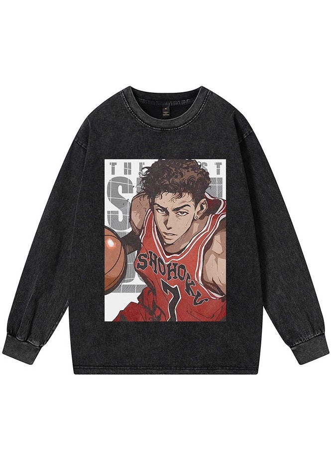KUYING New Slam Dunk Retro Washed Long Sleeve Bottom Shirt  - Image 1