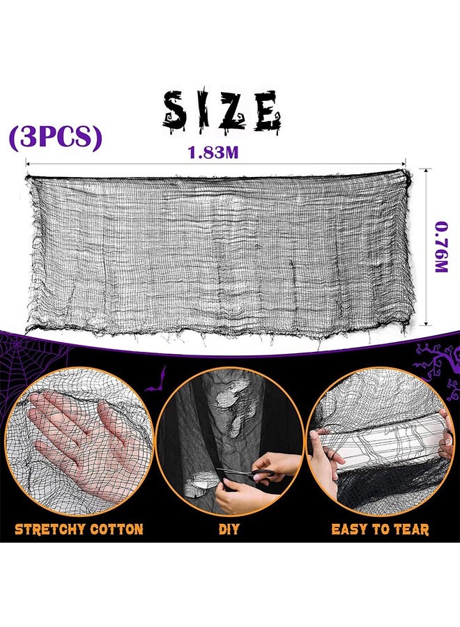 JCB CHIC Halloween Creepy Cloth Black Creepy Gauze Spooky Halloween Decorations for Haunted Houses Party Doorways Decor ( 0.76 * 1.83m) - Image 2
