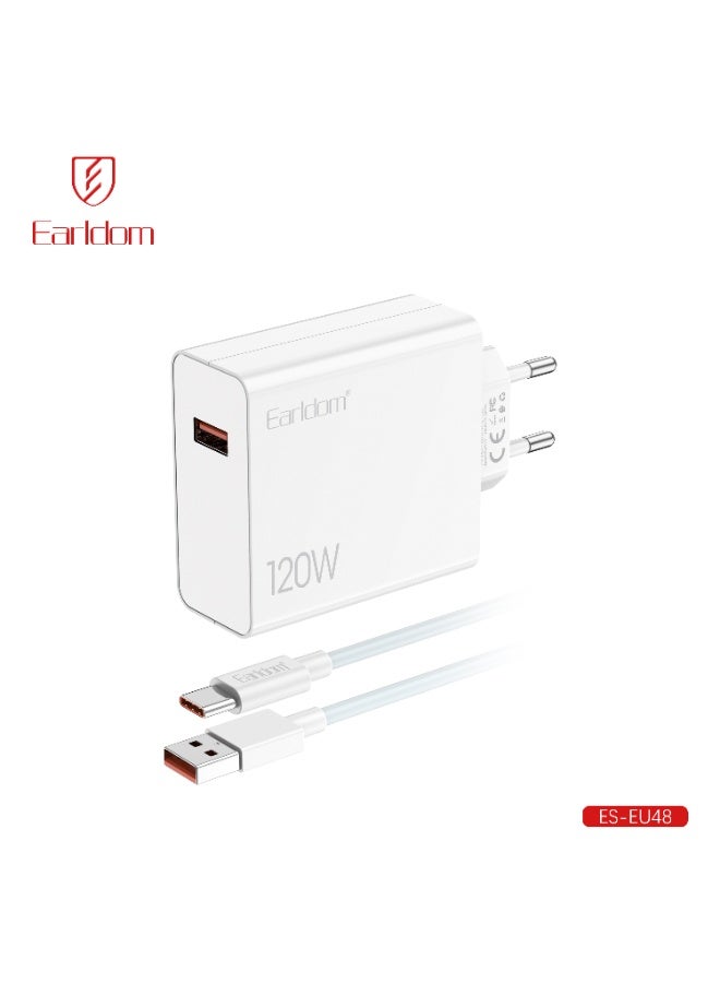 Earldom Portable Wall Charger ES-EU48 120W USB-C PD + USB-A Fast Charger (Includes Type-C Cable) - Image 1