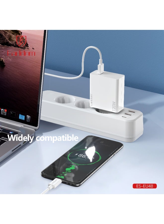 Earldom Portable Wall Charger ES-EU48 120W USB-C PD + USB-A Fast Charger (Includes Type-C Cable) - Image 5
