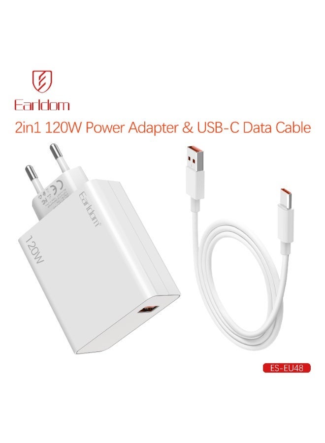 Earldom Portable Wall Charger ES-EU48 120W USB-C PD + USB-A Fast Charger (Includes Type-C Cable) - Image 3