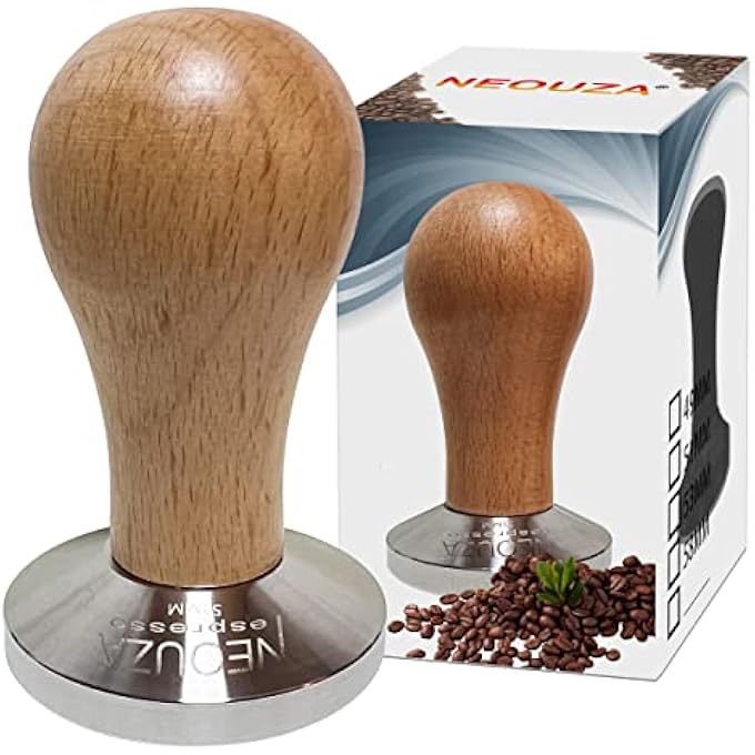 NEOUZA Coffee Machine Espresso Tamper Barista Coffee Powder Bean Press Wooden Handle Stainless Steel Flat Base 53Mm - Image 1
