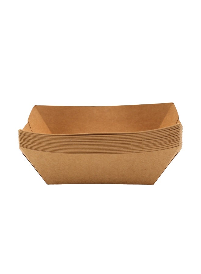IDEAL PACK صواني قوارب ورقية كرافت 15 قطعة صديقة للبيئة مقاومة للدهون لتقديم الطعام بأحجام صغيرة للوجبات الخفيفة والبطاطس المقلية والناتشوز وطعام الشارع - Image 3