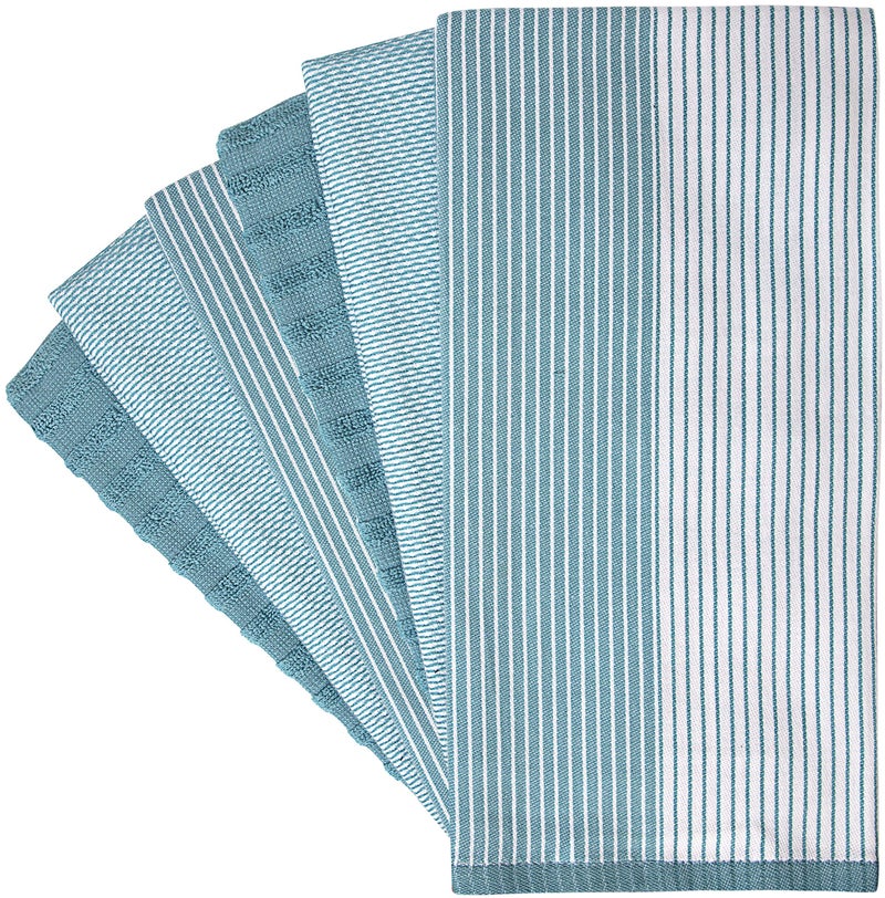 Bumble Towels Premium Kitchen Towels (20â€x 28â€, 6 Pack) | Large Cotton Dish Towels | Flat & Terry Highly Absorbent Kitchen Linen Set with Hanging Loop | Aqua - Image 3