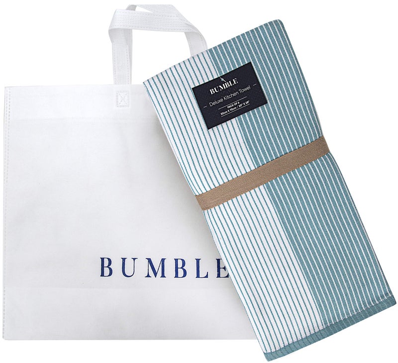 Bumble Towels Premium Kitchen Towels (20â€x 28â€, 6 Pack) | Large Cotton Dish Towels | Flat & Terry Highly Absorbent Kitchen Linen Set with Hanging Loop | Aqua - Image 5