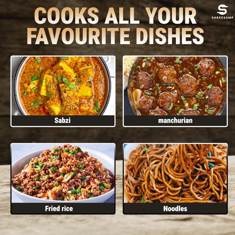 SHREESAMP SHREESAMP Stainless Steel Wok With Double Handles, Nonstick Stir Fry Pan, Flat Bottom, Kadai, Small Stockpot & Soup Pot With Golden Ear, Versatile Cooking Pot For Home & Kitchen, Honeycomb Cooking Pan  - Image 4