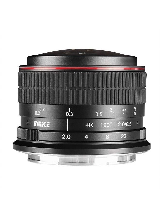Meike MEKE 6.5mm f2.0 Ultra Wide Fisheye Lens for Sony A9 A7III A7RIII A6400 A6500 A6000 A6100 A6300 Nex3 Nex5 Nex6 Nex7 A7II A7SII A7RII Mirorrless Cameras 