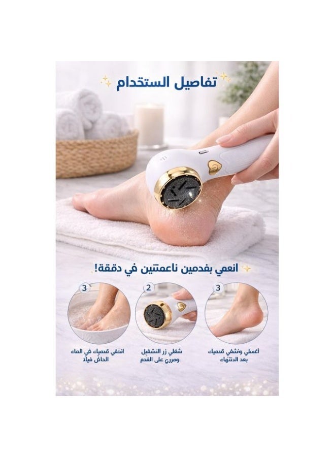 ماكينة صنفرة القدم الكهربائية USB – جهاز إزالة الجلد الميت وتشقق الكعب – باديكير احترافي في المنزل مع رأس قابلة للتبديل - Image 4