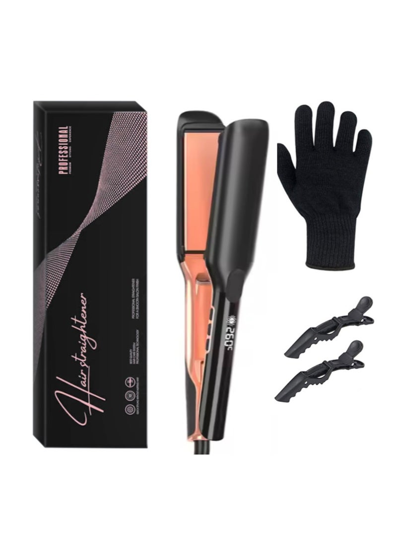 260C Black Rosegold Hair Straightener Flat Iron High Heat Ceramic Floating Plate Plasma Technology Adjustable Temperature - Image 1