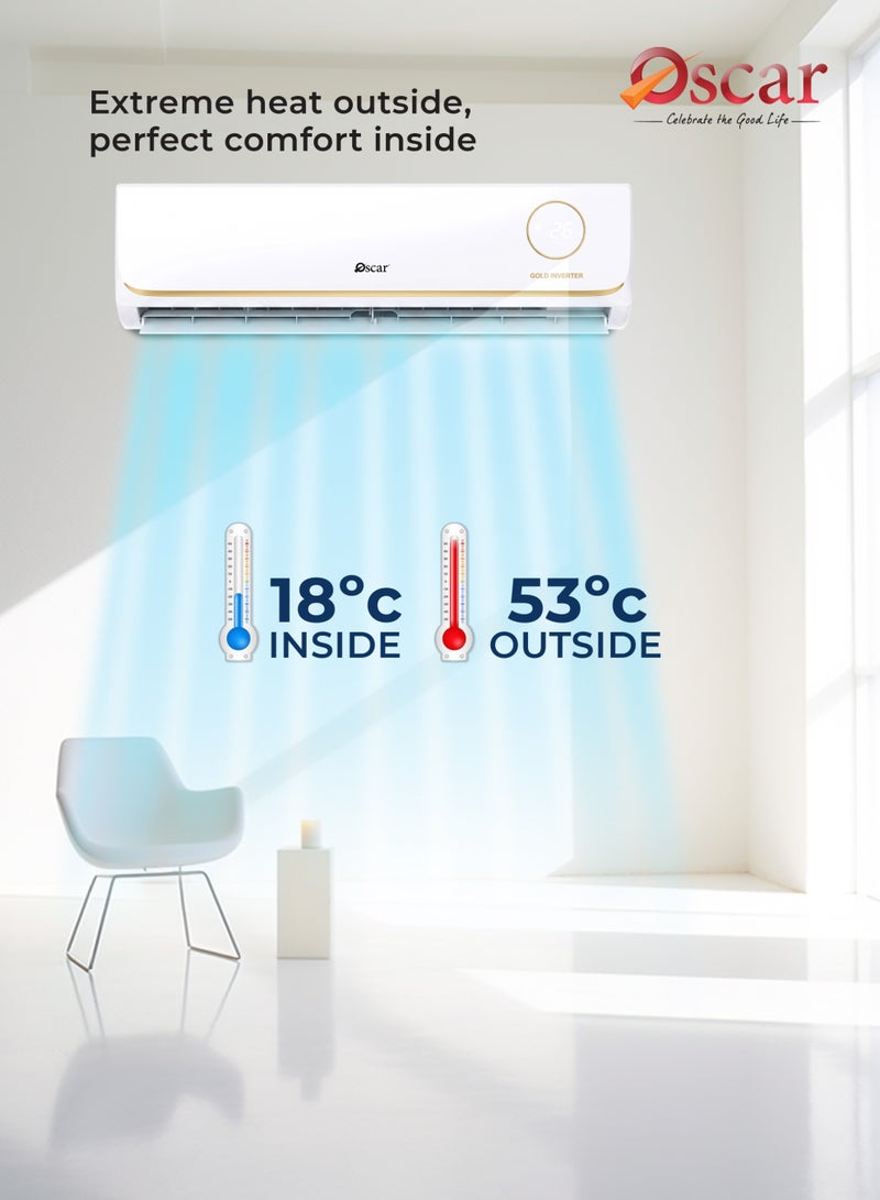 أوسكار مكيف هواء سبليت "أوسكار" (Oscar) بتقنية العاكس (Inverter) - سعة 1 طن | تبريد فقط | ضاغط دوار (Rotary) | تبريد سريع وموفر للطاقة | تشغيل هادئ | لون أبيض - OSMC12KSCR32INV - Image 4