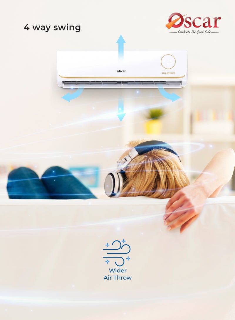 أوسكار مكيف هواء سبليت "أوسكار" (Oscar) بتقنية العاكس (Inverter) - سعة 1 طن | تبريد فقط | ضاغط دوار (Rotary) | تبريد سريع وموفر للطاقة | تشغيل هادئ | لون أبيض - OSMC12KSCR32INV - Image 5