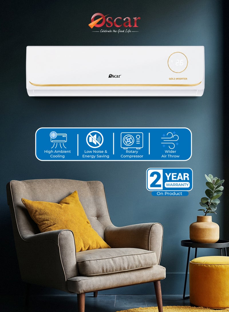 أوسكار مكيف هواء سبليت "أوسكار" (Oscar) بتقنية العاكس (Inverter) - سعة 1 طن | تبريد فقط | ضاغط دوار (Rotary) | تبريد سريع وموفر للطاقة | تشغيل هادئ | لون أبيض - OSMC12KSCR32INV - Image 1