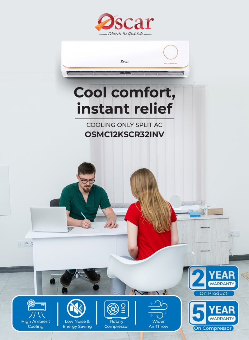 أوسكار مكيف هواء سبليت "أوسكار" (Oscar) بتقنية العاكس (Inverter) - سعة 1 طن | تبريد فقط | ضاغط دوار (Rotary) | تبريد سريع وموفر للطاقة | تشغيل هادئ | لون أبيض - OSMC12KSCR32INV - Image 2