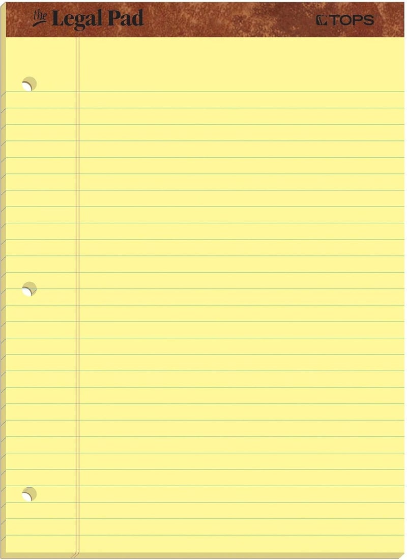 TOPS The Legal Pad Writing Pads - 8-1/2" x 11-3/4", Canary Paper, Legal Rule, 50 Sheets, 12 Pack - Image 1