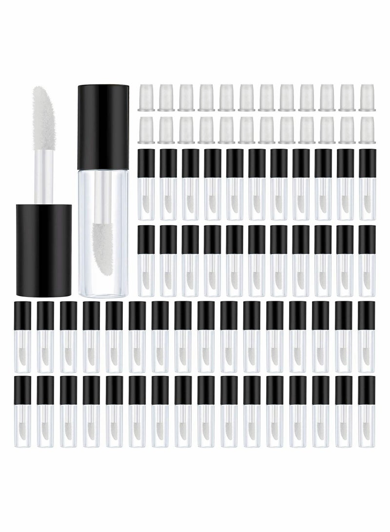 SYOSI Lip Gloss Tubes Containers 100PACK 1.2ML Clear Empty Refillable Balm Bottle Reusable Mini Lipstick for Samples Travel Split Charging DIY Makeup Black - Image 1