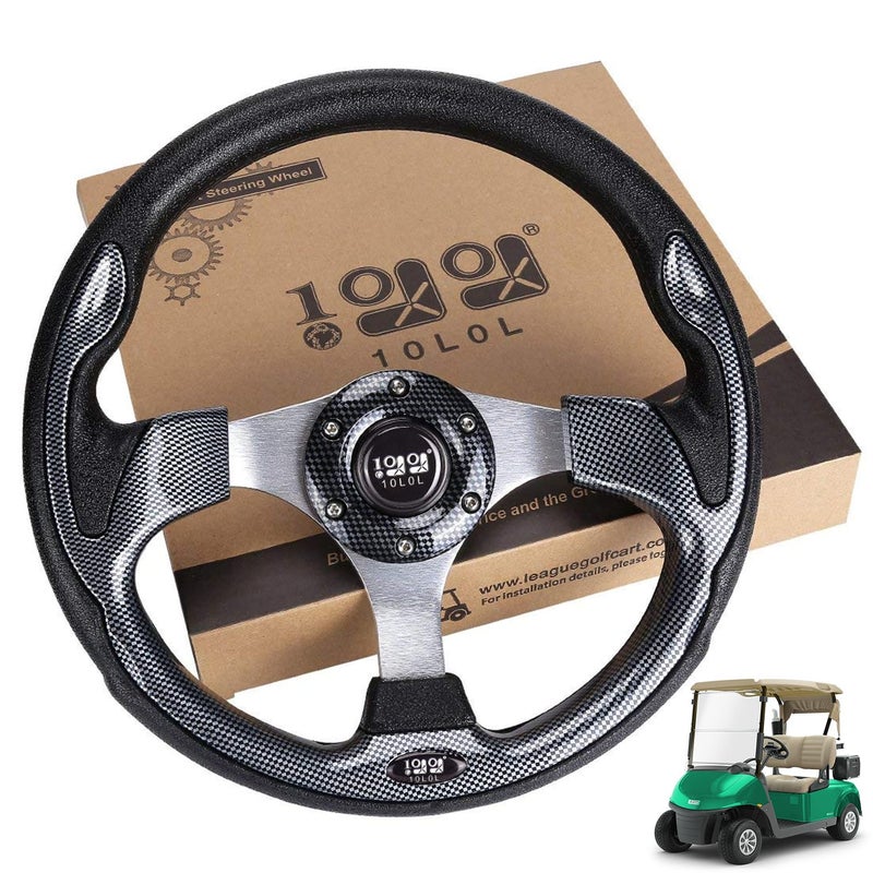 10L0L Golf Cart Steering Wheel, Universal Design Fit Yamaha, EZGO RXV & TXT, Club Car DS, Club Car Precedent Tempo, Most Golf Cart (Orion Gray) - Image 1