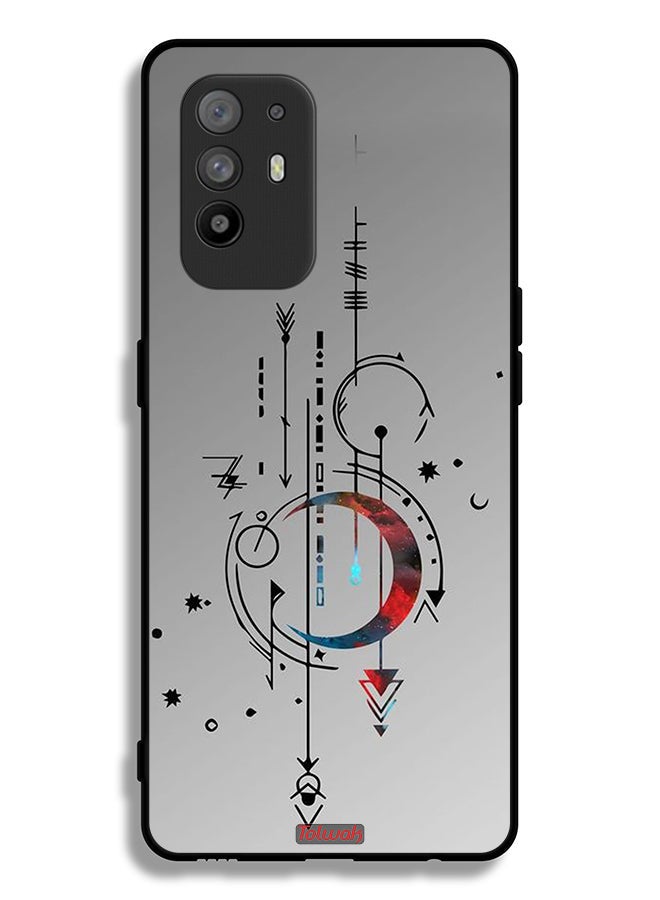 Tolwak Oppo F19 Pro Plus 5G Protective Case Cover Moon And Arrows Art Pattern - Image 2