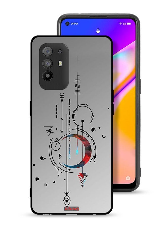 Tolwak Oppo F19 Pro Plus 5G Protective Case Cover Moon And Arrows Art Pattern - Image 1