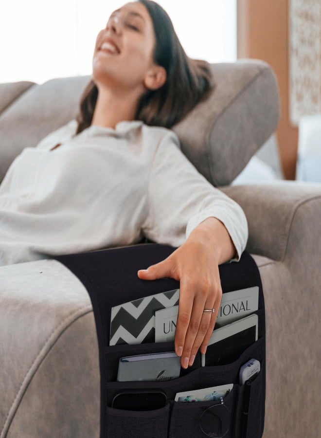 حامل جهاز التحكم عن بعد من تينيوكس، منظم كرسي بذراعين للأريكة القابلة للإمالة، منظم مسند ذراع مانع للانزلاق مع 5 جيوب للمجلات والأجهزة اللوحية والهواتف وأجهزة الآيباد - Image 3