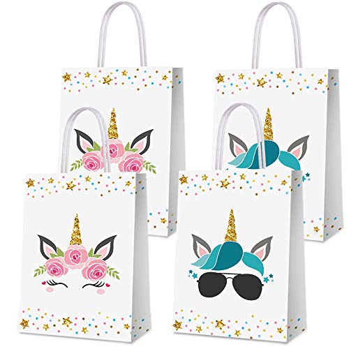 BCHOCKS 16 PCS Unicorn Party Favor Bags for Birthday Supplies - Gift Goody Treat Candy Bags for Girls Kids Decorations - Image 1