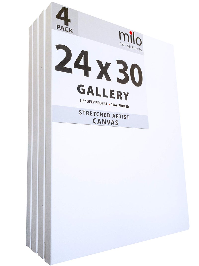 كانفاس فنان ممدود من ميلو 24x30 بوصة 4 عبوات 15 بوصة سمك بروفايل المعرض 11 أونصة كانفاسات كبيرة جاهزة للرسم لوازم الفن للرسم بالأكريليك والزيت