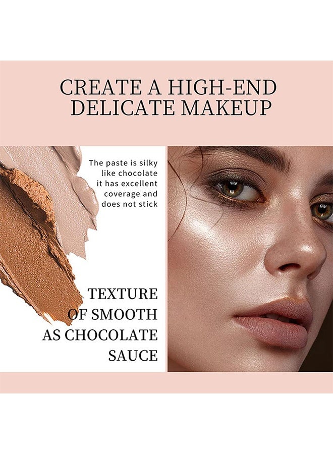 جوليا بوب مجموعة لوحات مكياج رائعة لتشكيل ملامح الوجه، تتضمن باليت كريمة للإضاءة وتحديد الوجه مع مرآة وفرشاة للنساء. ألوان بيضاء فضية ذهبية وبنية، لوحة خافي العيوب لتصحيح ملامح الوجه. - Image 4