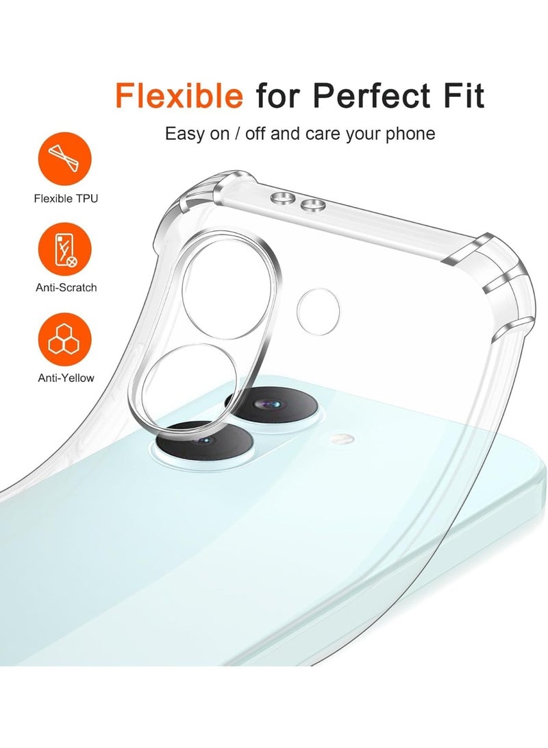 جراب متوافق مع Xiaomi Poco X8 Pro، غطاء شفاف من السيليكون (TPU) مقاوم للصدمات، مزود بحماية للكاميرا وزوايا معززة ضد الصدمات - شفاف. - Image 4