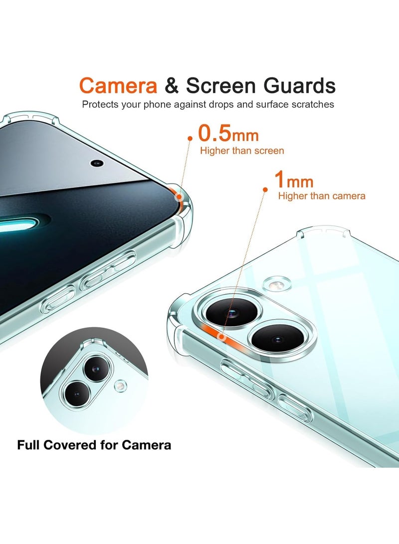 جراب متوافق مع Xiaomi Poco X8 Pro، غطاء شفاف من السيليكون (TPU) مقاوم للصدمات، مزود بحماية للكاميرا وزوايا معززة ضد الصدمات - شفاف. - Image 3