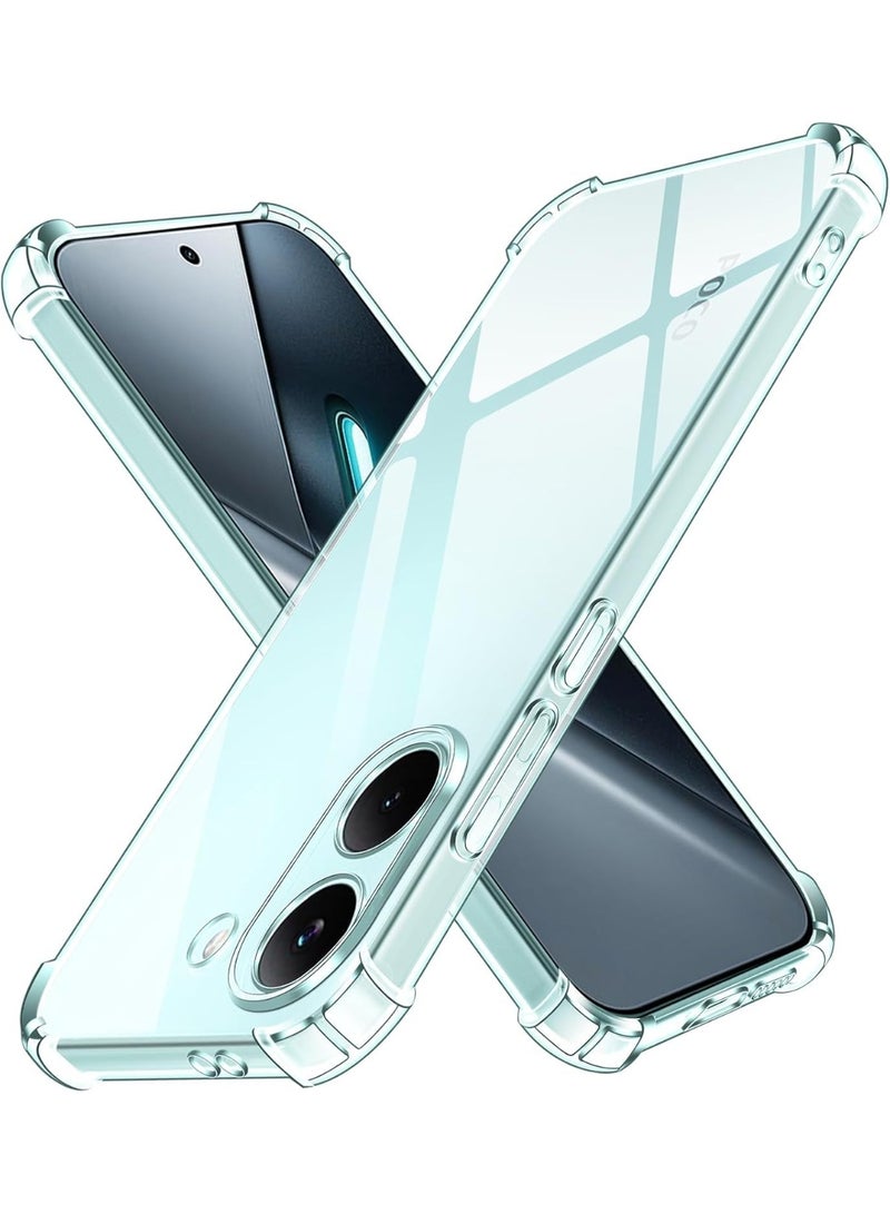 جراب متوافق مع Xiaomi Poco X8 Pro، غطاء شفاف من السيليكون (TPU) مقاوم للصدمات، مزود بحماية للكاميرا وزوايا معززة ضد الصدمات - شفاف. - Image 1