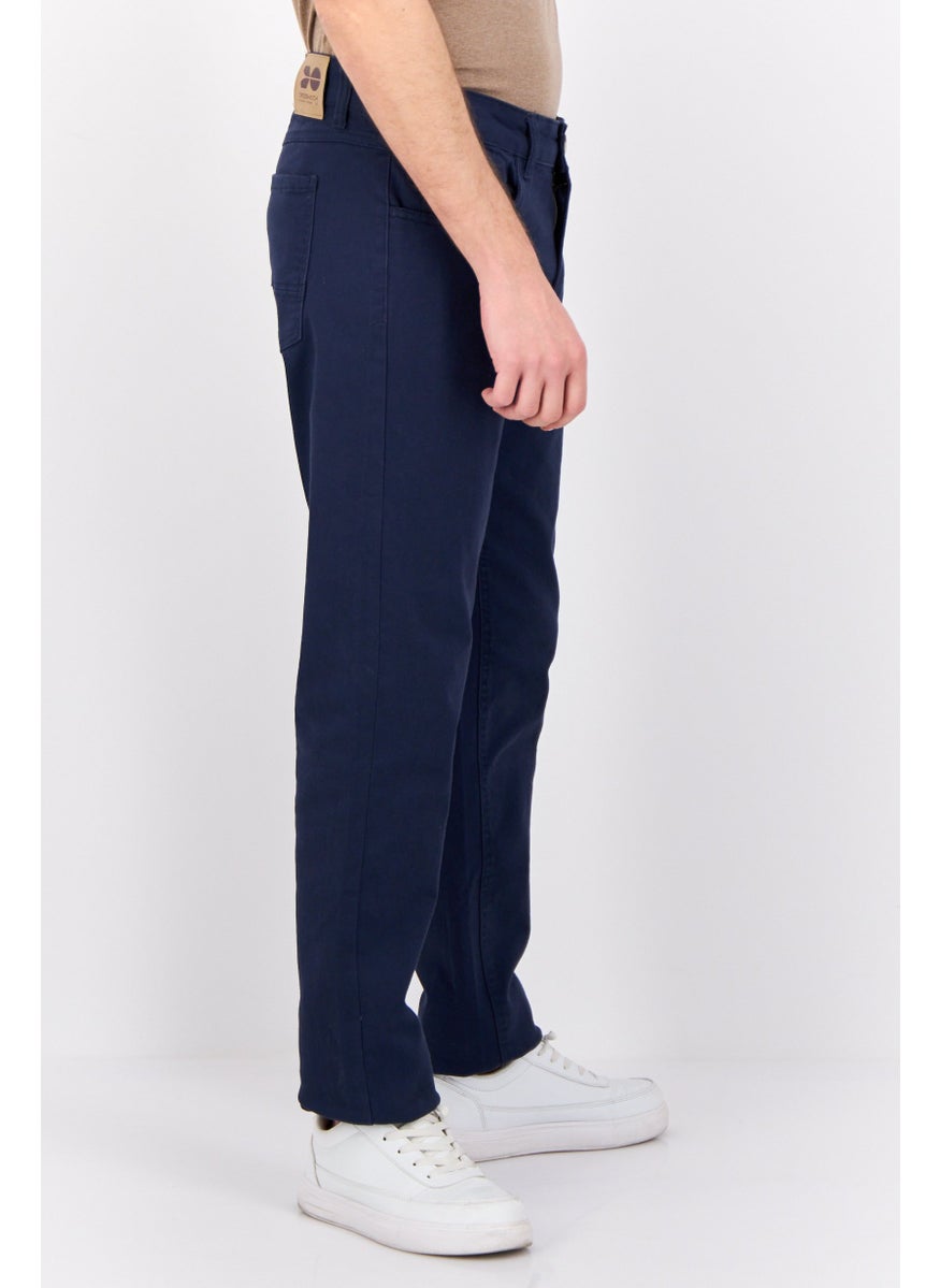 CROSSHATCH Men Regular Fit Solid Chino Pants, Navy Blue  - Image 2