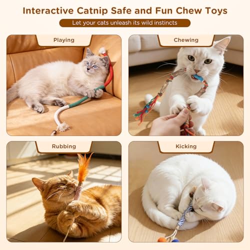 Uyubao Catnip Toys for Indoor Cats - Silvervine Sticks & Cat Chew Toys for Teeth Cleaning - Refillable Natural Catnip & Silvervine Kit for Kittens & Adult Cats - 8 Pack - Image 4