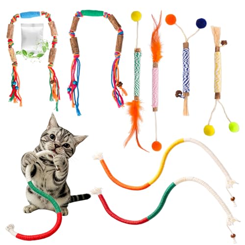 Uyubao Catnip Toys for Indoor Cats - Silvervine Sticks & Cat Chew Toys for Teeth Cleaning - Refillable Natural Catnip & Silvervine Kit for Kittens & Adult Cats - 8 Pack - Image 1