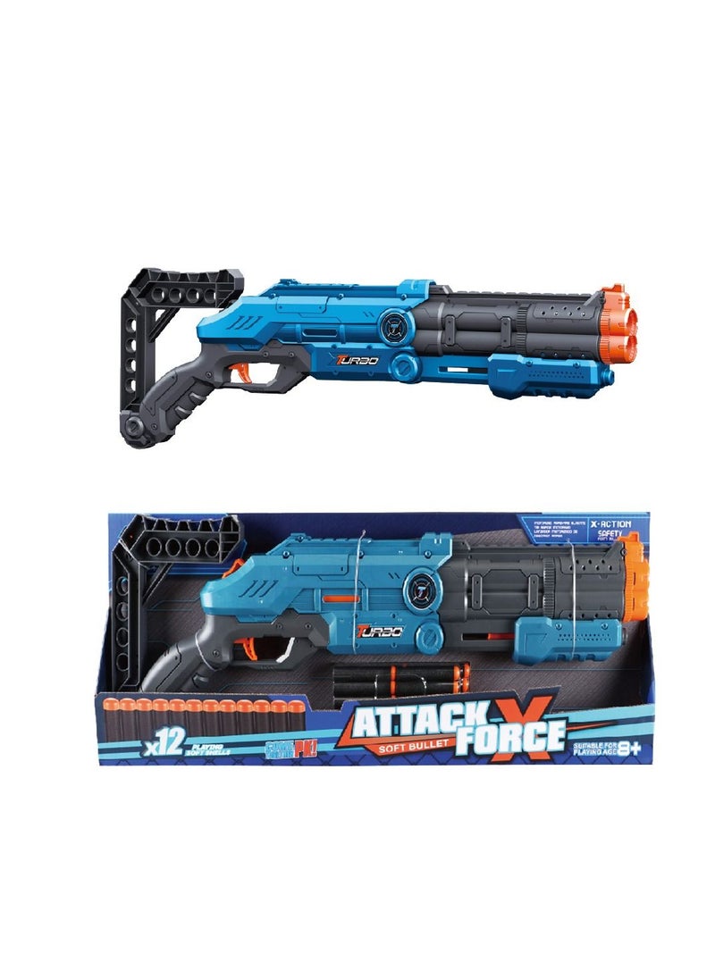 Turbo - Attack X Force - Manual Soft Bullet Gun with 12X Soft Shells for Action-Packed Battles - Image 1