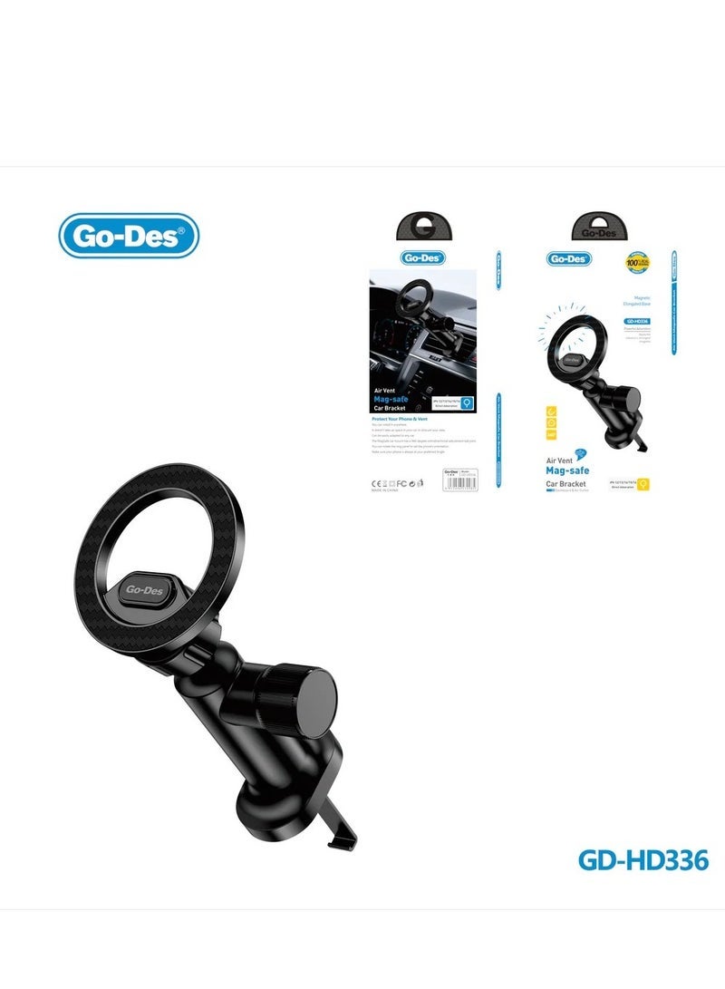 GO-DES HD336 Universal Car Mount Holder for Smartphones and GPS Devices - Adjustable 360° Rotation, One-Button Release, Strong Suction Cup, and Compatible with All Phones (4-7 inch) for Hands-Free Navigation and Safe Driving - Image 1