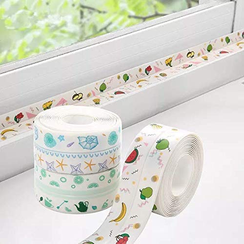 Nirvik Kitchen Sink Waterproof Sticker Anti-Mold Waterproof Tape |Sealing Tape for Kitchen Sink - Platform - Toilet - Bathroom - Shower & Bathtub |Colorful Designed Tape (Mould Tape jj) - Image 1