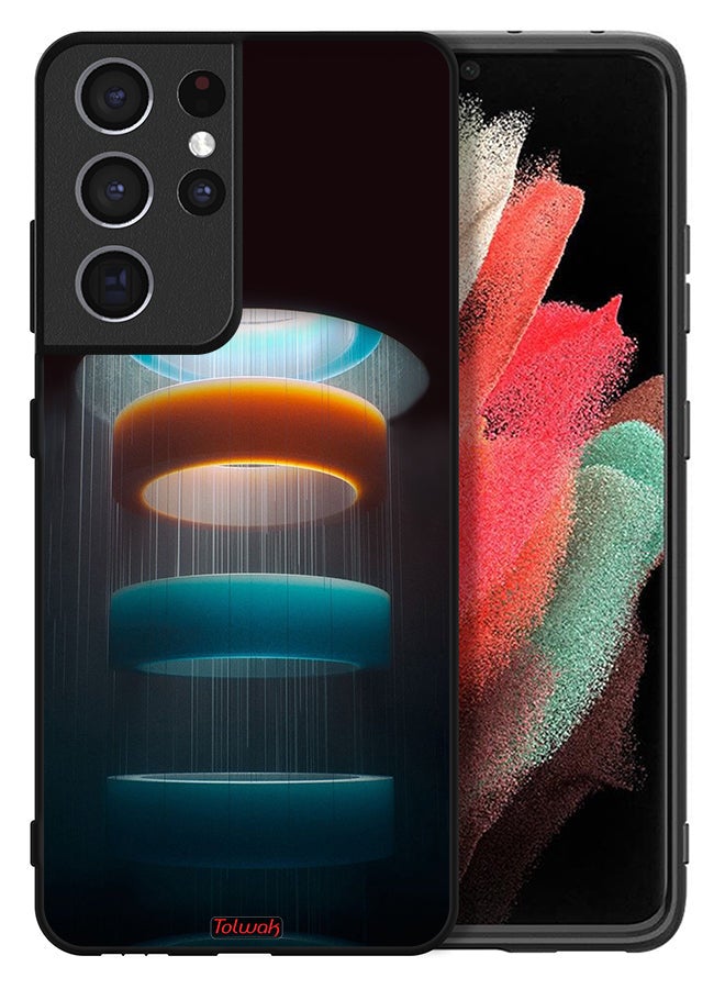 Tolwak Samsung Galaxy S21 Ultra 5G Protective Case Cover Rings Art Pattern - Image 2