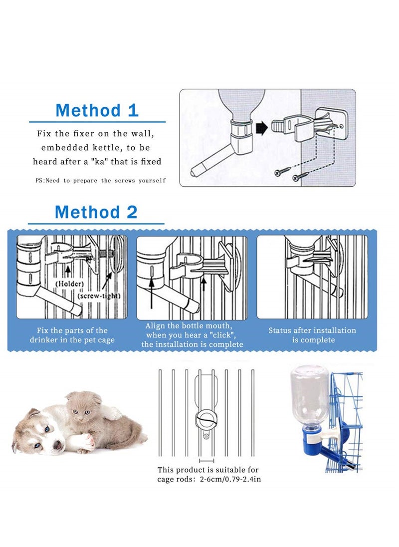 SYOSI - Pink No Drip Dog Water Bottle 11.2 Oz Small Medium Sized Dogs 15-30 lb Pet Wire Cage Feeder Leak-Proof Pet Kennel Dispenser Drinker BPA-Free - Image 1