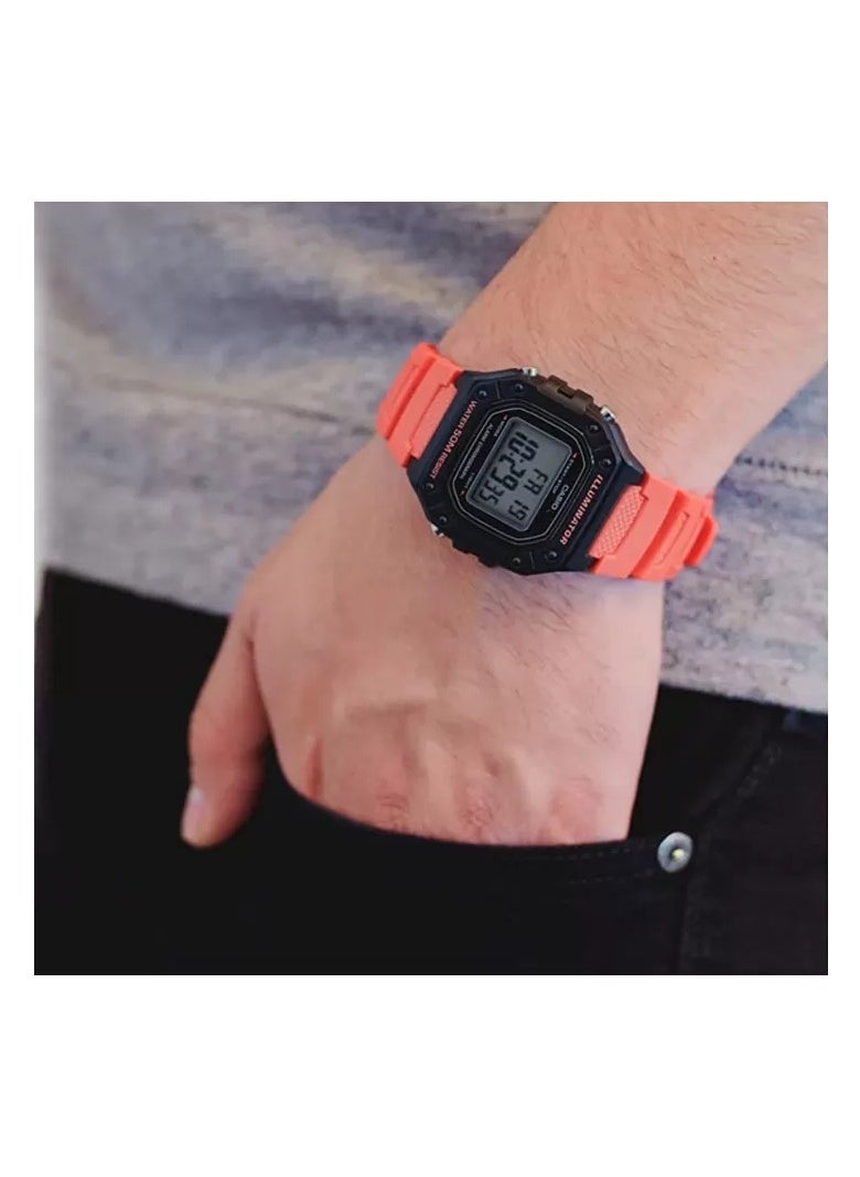 CASIO Casio W-218H-4B2VDF Resin Digital Watch for Unisex - Orange & Black  - Image 4