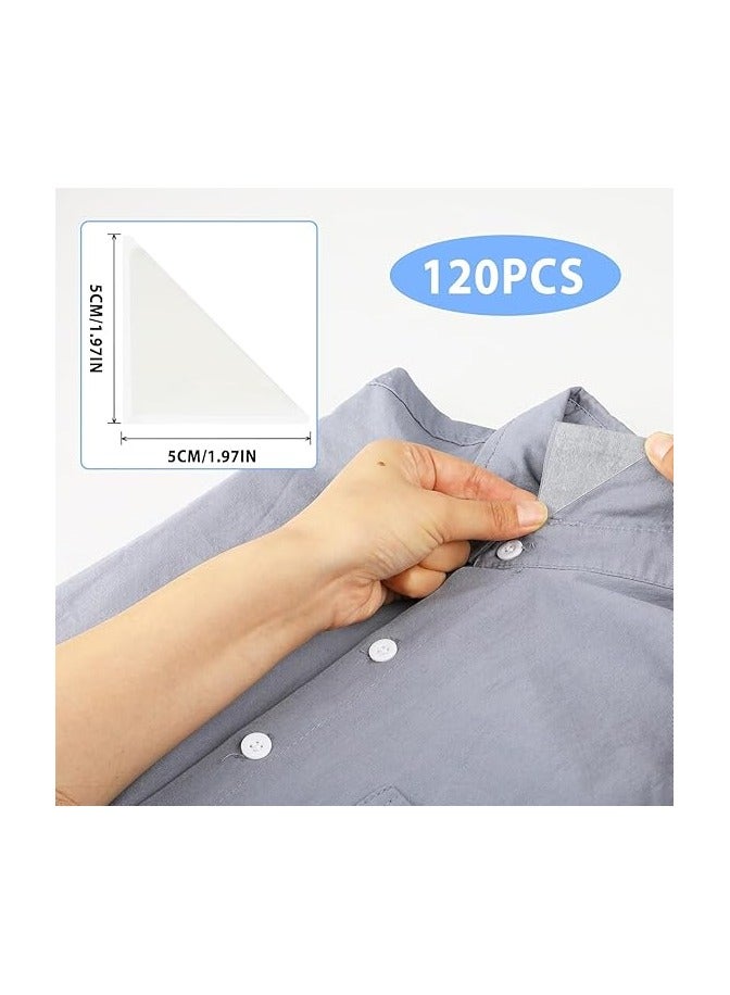 100PCS Collar Stays for Men's Dress Shirts, No Curl Collar Polo Shirt Collar Stays, Instantly Peel Plastic Collar Anti-Warping Edge Sticker for Shirts and Polo Shirts  - Image 2